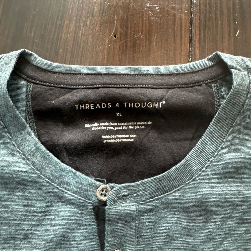 Threads for Thought Blue Henley style tshirt - xl